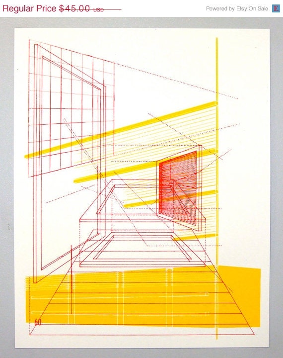 Perspective architecture 3, architectural graphic design, 16 x 20 inches silkscreen print