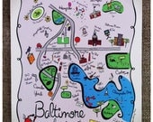 Baltimore City Map Full Color Note Card