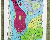 New York City Map Full Color Note Card