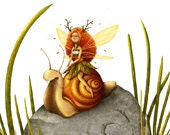 Snail riding - Signed print
