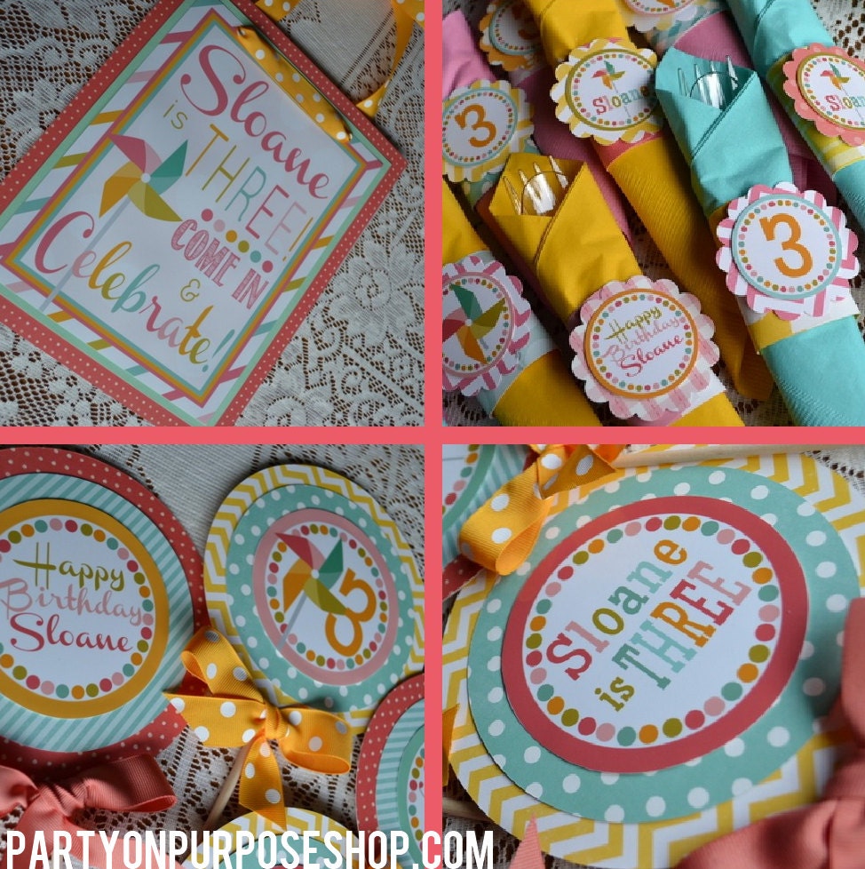 Pinwheel Birthday Party Decorations Package