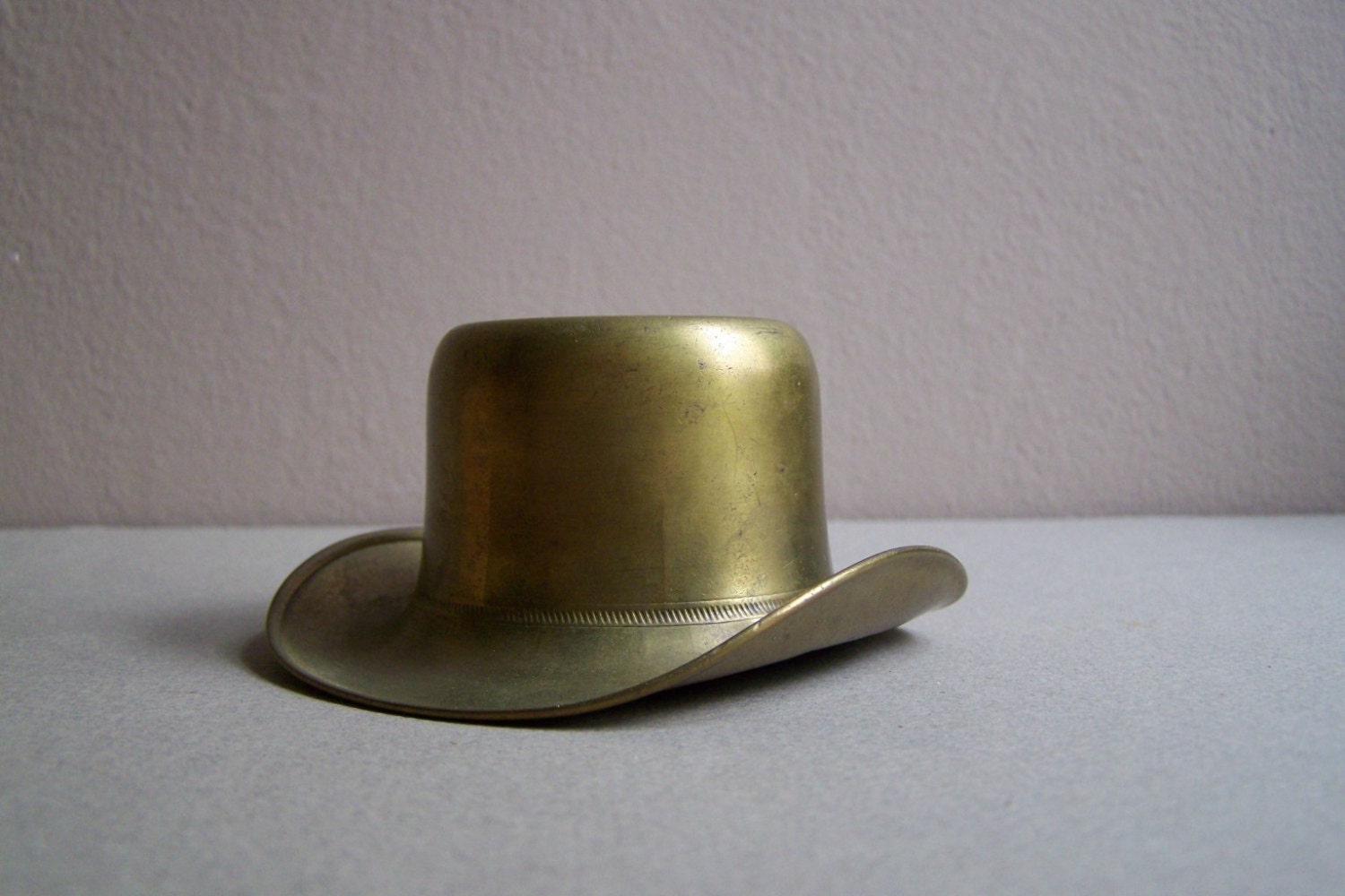Petite Brass Hat Vintage Home Decor Accessory Small Tophat