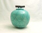 Raku Pot with Worm-wood Handle Handmade Pottery