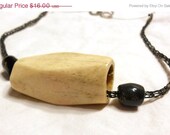50% off Sale - Viking Knit Necklace With Bone Bead