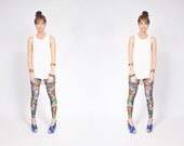 Aztec Ethnic Print Tights Leggings by J. Pearl Couture size small to medium