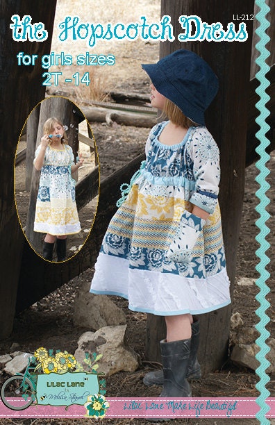 the Hopscotch Dress e-pattern for girls sizes 2T-14