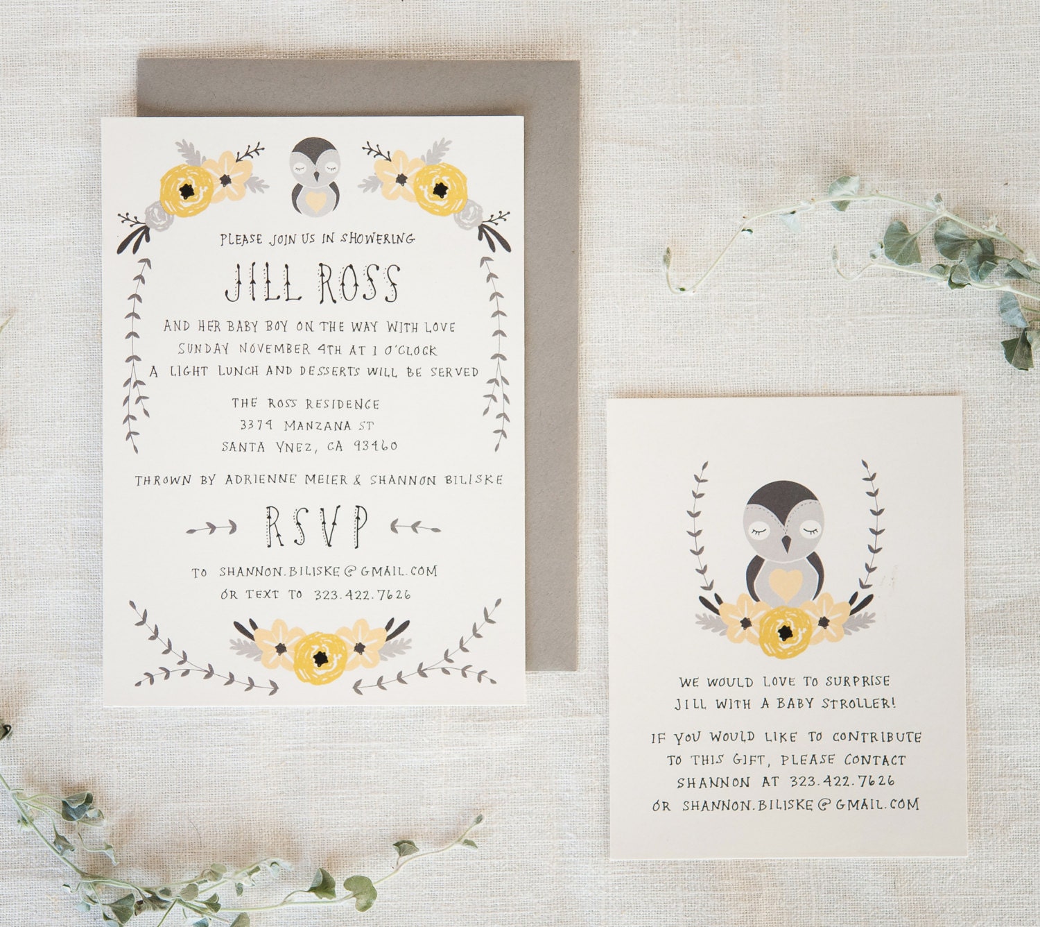 Baby Shower Invitation & Registry Card - Baby Bird