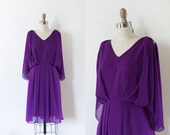 1970s Purple BOHO Dress // LARGE