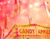 Carnival Photography - Candy Apple Fair Stand, Nursery Room Child Art, Dreamy Festival Fair Carnival Photos 8" x 12"