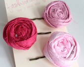 Pink Strawberry Dream Flower Bobby Pin Rosettes by Fashionablyl8