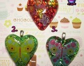 Heart Resin Charm Necklaces - Pick your OWN - OOAK - Butterflies
