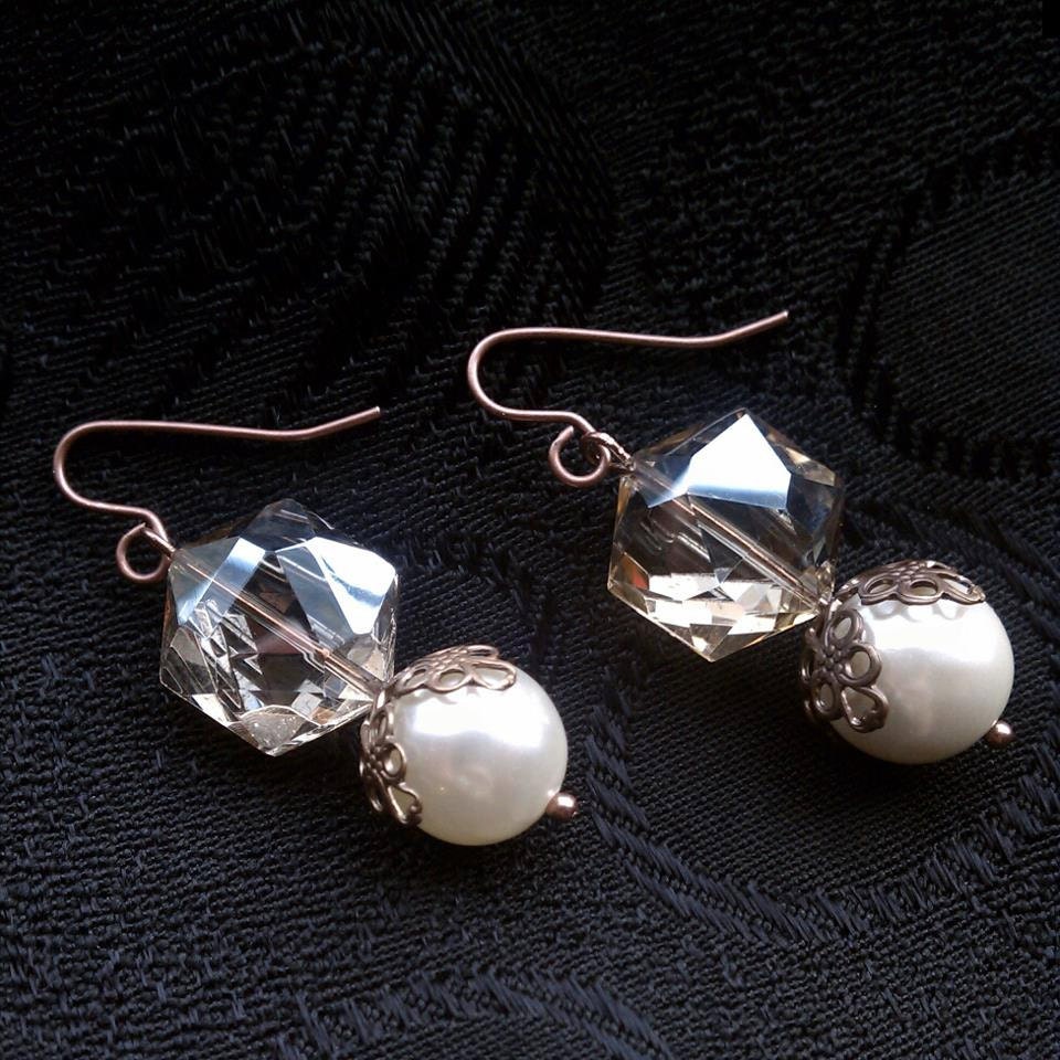 Little Drops of Champagne and Pearl- Bridal Earring
