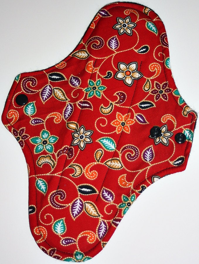 Red Floral Reusable Cloth Maxi Pad