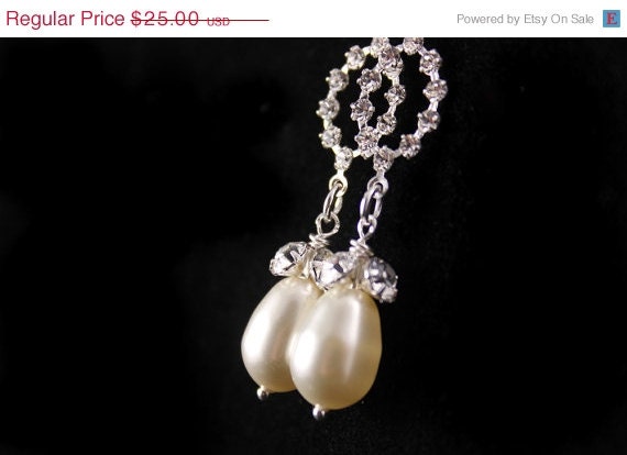 ON SALE Bridal Jewelry Wedding Jewelry Pearl and Crystal Oval Earrings Abigail