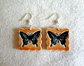 Lovely Orange Porcelain Swallowtail BUTTERFLY Earrings