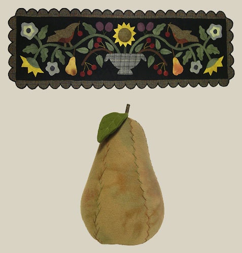 Wool Embroidery Stitchery Penny Rug Pattern "Fruits of Summer", by Bonnie Sullivan, All Through the Night
