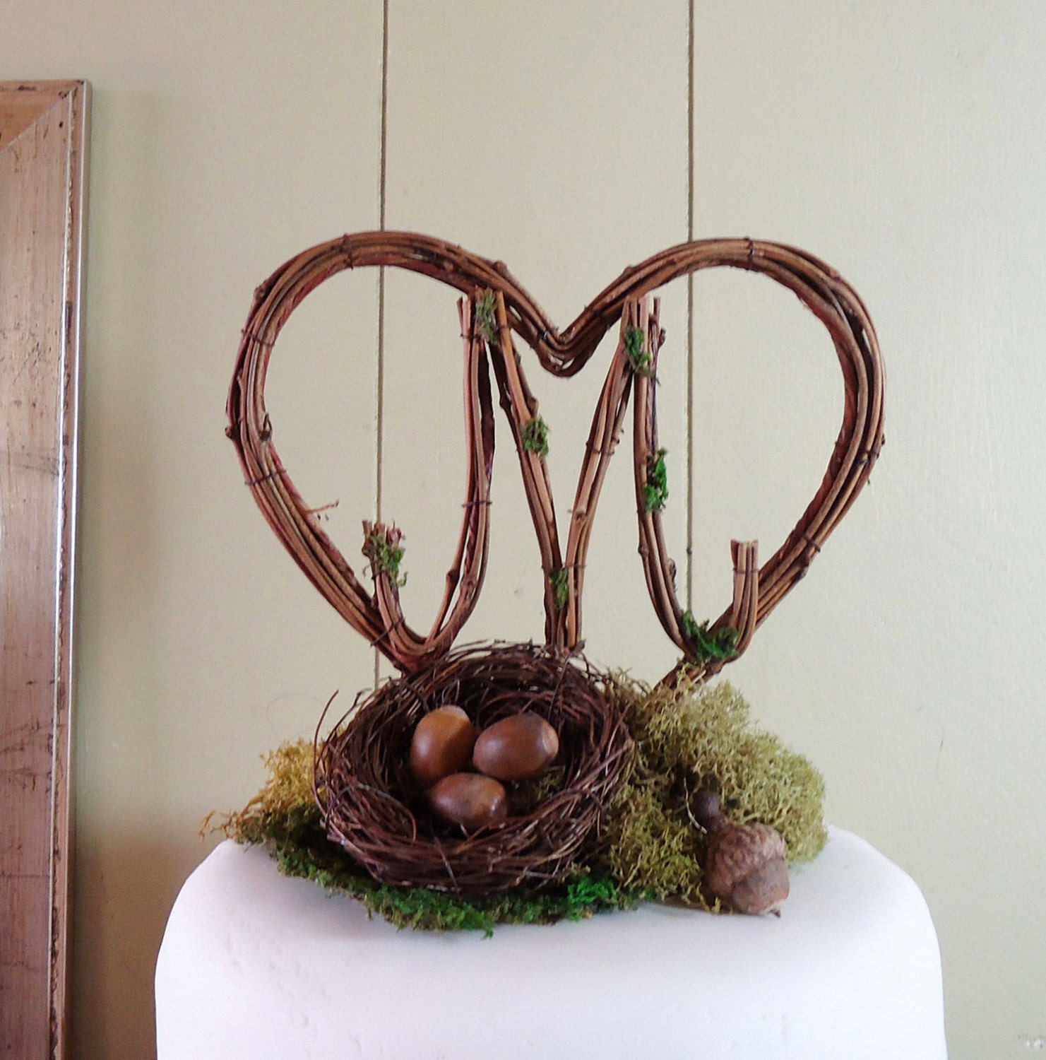 Wedding Cake Topper 5" Rustic Heart with Letter - Personalized  - Any Letter