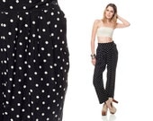 Polka Dot Pants 80s High Waisted Black and White Slouchy Baggy Trousers 1980s Harem Vintage Indie Hipster Vtg Grunge Retro Small