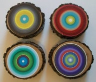 Painted Tree Rings 4 Custom Listing Set of 4 Reclaimed Wood Beautiful Dimensional Wall Art Eco Friendly