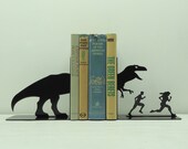 T-Rex Attack Metal Art Bookends - Free USA Shipping