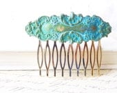 Verdigris Floral Hair Comb - Woodland Collection - Whimsical - Nature - Bridal - Patina