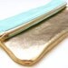 Leather Makeup Bag/Clutch in Mint & Gold