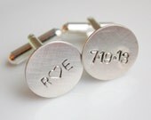 Personalized Cuff Links Cufflinks- Custom Date for Groom or Groomsmen Dad or Grandfather