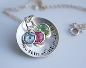 Personalized Mother's Necklace With Custom Children's Names and Birthstone Charms