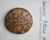 Tree Button in Reclaimed Hickory Wood- Woodburned Woodland Scene on Wood Button