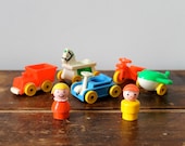 Vintage Fisher Price Little People - Little Riders - airplane, train, tricycle, car, horse