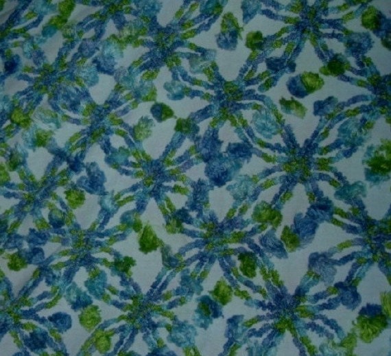 Cabin Crafts Varigated Blue and Green Wedding Ring and Pops Vintage Chenille Fabric