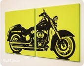 Wall Art Motorcycle Painting - 12x24 Screenprint of Harley Davidson - Customizable