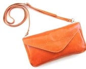 CHIC NIGHT OUT - Rectangular Strapy Leather Bag - in Fresh Orange Juice - AmielLeatherDesign