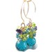 Gemstone cluster earrings, gold wires, wedding jewelry, blue dangle earring, green, purple