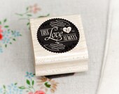 True Love Always - Custom Wedding Monogram Stamp - Free Shipping