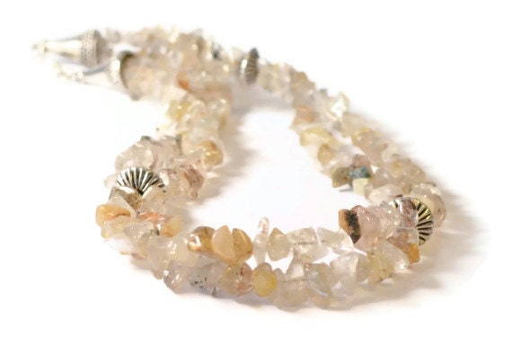 Quartz Beaded Necklace, Semi Precious Stone Necklace, Handmade Necklace, Beaded Jewelry