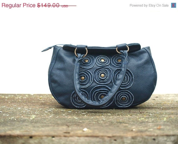 Leather Shoulder Purse, Leather Bag, Studded Leather Bag, Satchel, Hobo, Leather Flower Bag, Summer Trends