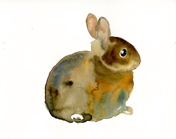 BUNNY Original watercolor painting 10X8inch