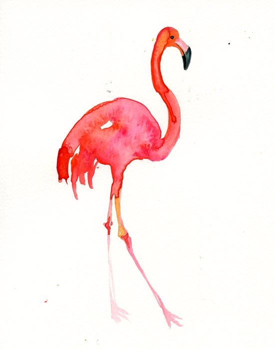 FLAMINGO Original watercolor painting 8x10inch(Vertical orientation)