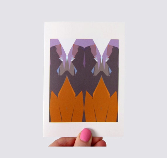 Geometric Mountains in Spring Print Greeting Card