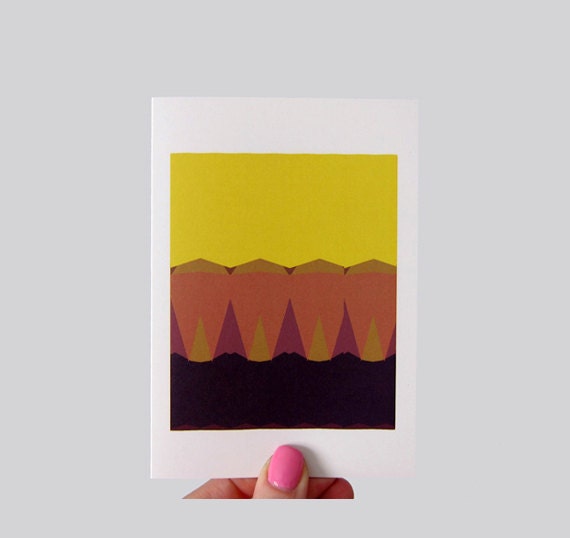 Geometric Sunset Print Greeting Card