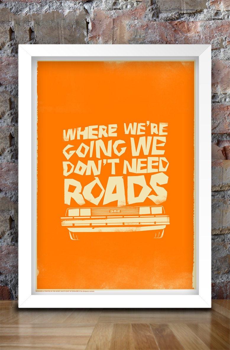 Retro Back to the Future Delorean Print A3