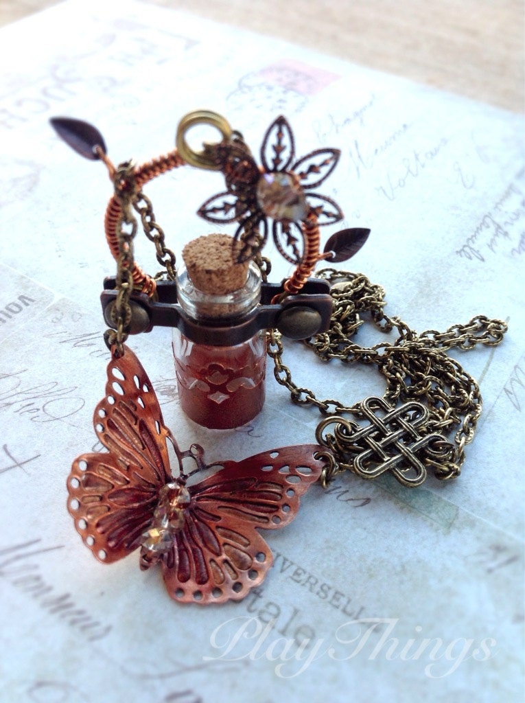 Copper Butterfly Necklace "In the Garden"