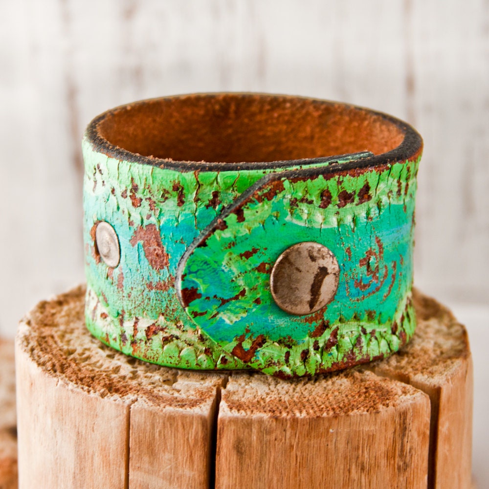 Tooled Leather Cuffs, Bracelets, Wristbands, Jewelry, Boho Fashion, Vintage Accessories, OOAK - Festival  Gift