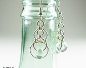 Sterling Silver Eco Friendly Recycled Glass Bead Art Deco Chandelier Earrings Eclipse Drop