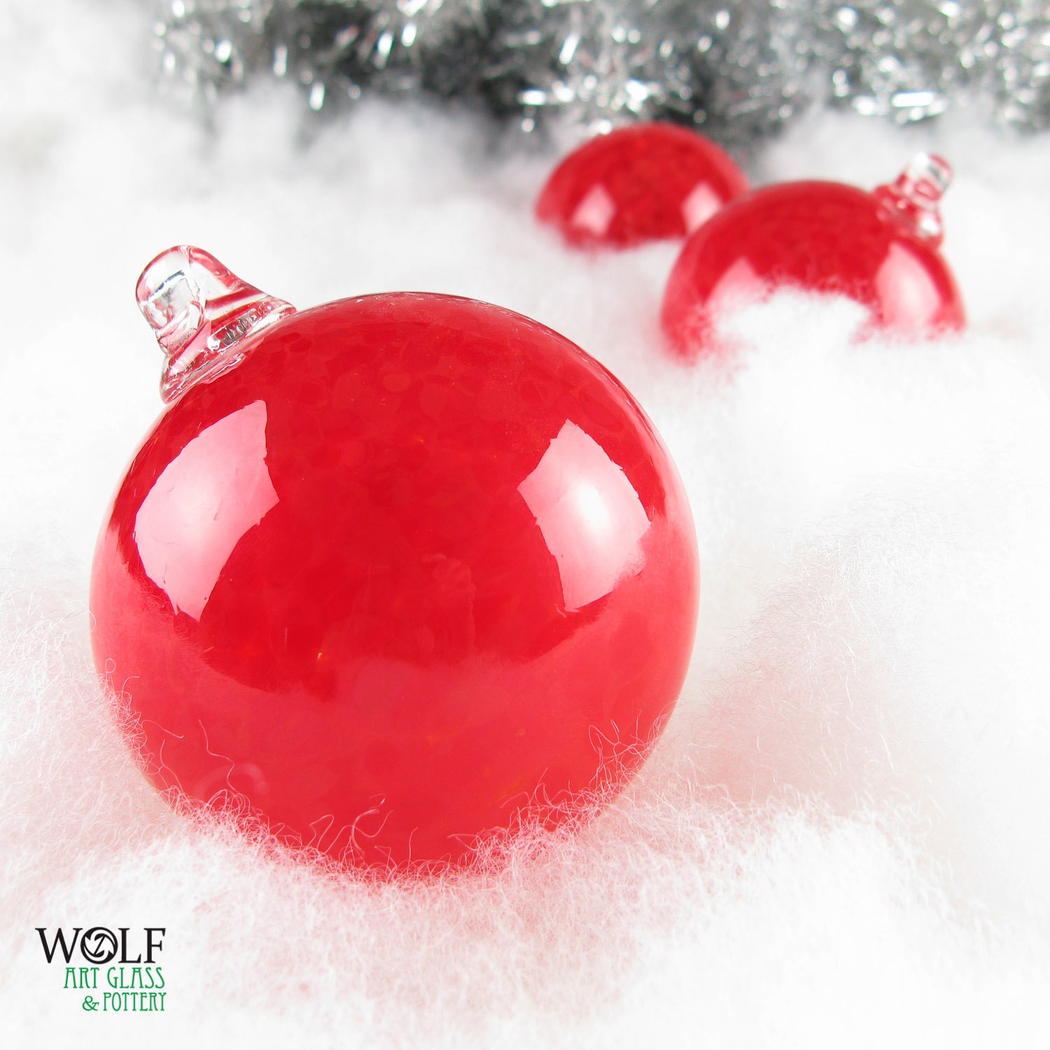 Blown Glass Ornament Suncatcher Christmas Tree Ornament Bright Red