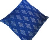 Ikat, Floor Pillow, Floor Cushion, 30"x30" (76cmx76cm), Blue
