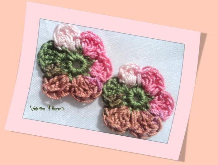 6 Petals handcrocheted cotton thread flowers