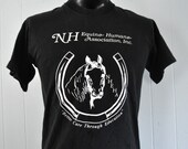 Vintage TShirt Horse Tee New Hampshire NH Equestrian Animal nature Science Faded Black MEDIUM