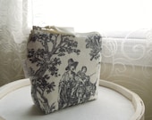 Black and White French Toile Cotton Coin Purse